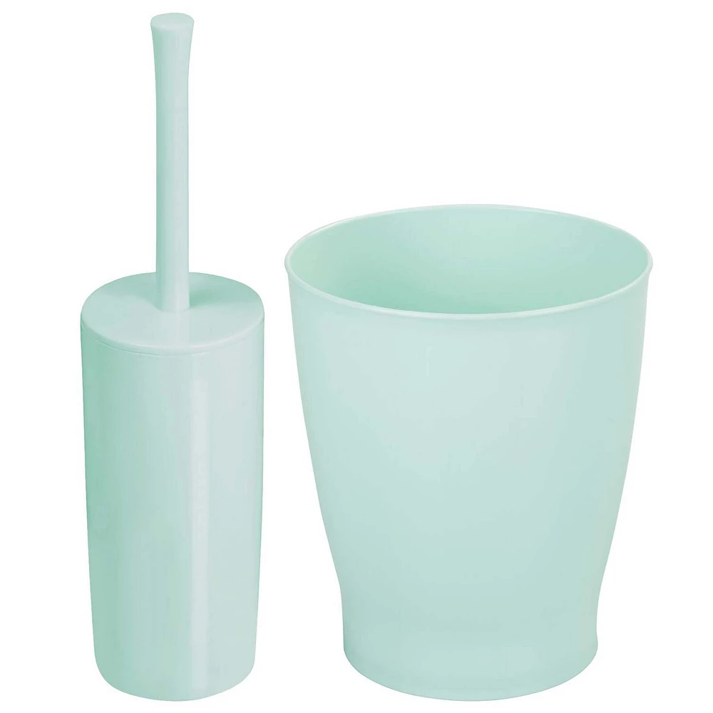 MDesign Toilet Bowl Brush And Wastebasket Combo - Set Of 2 - Navy Blue