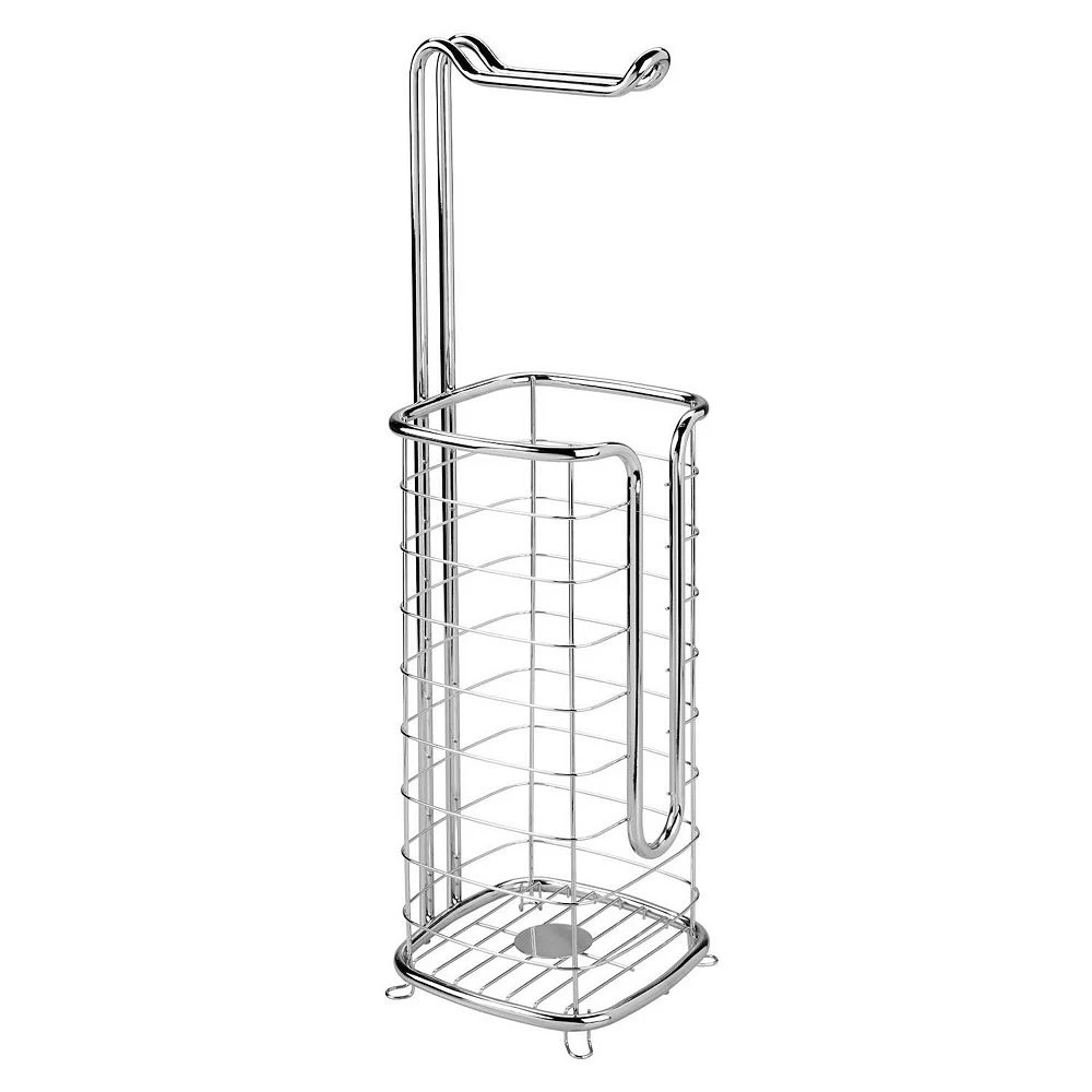 MDesign Metal Free Standing Toilet Paper Stand/Dispenser, Holds 4 Rolls - Satin
