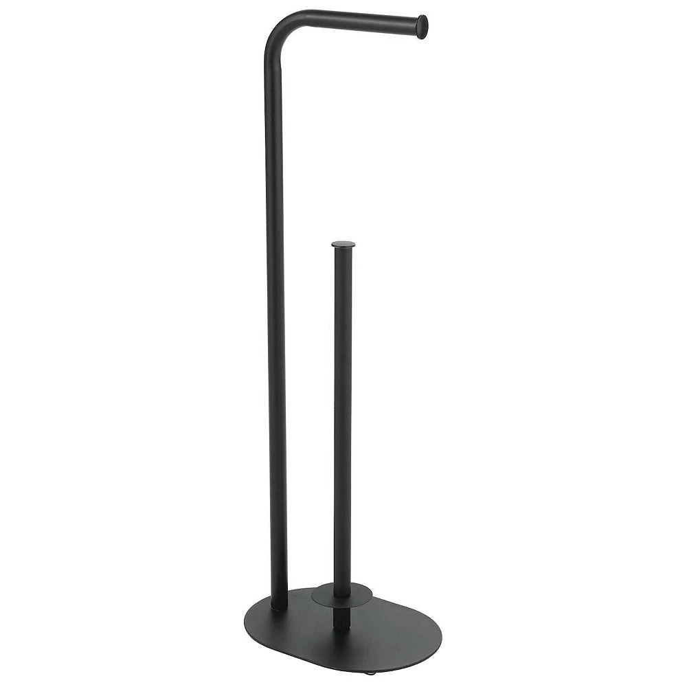 MDesign Metal Toilet Paper Holder Stand / Dispenser, Holds 4 Rolls - Matte Black