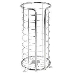 MDesign Metal Free Standing 3-Roll Toilet Paper Storage Organizer Stand - White