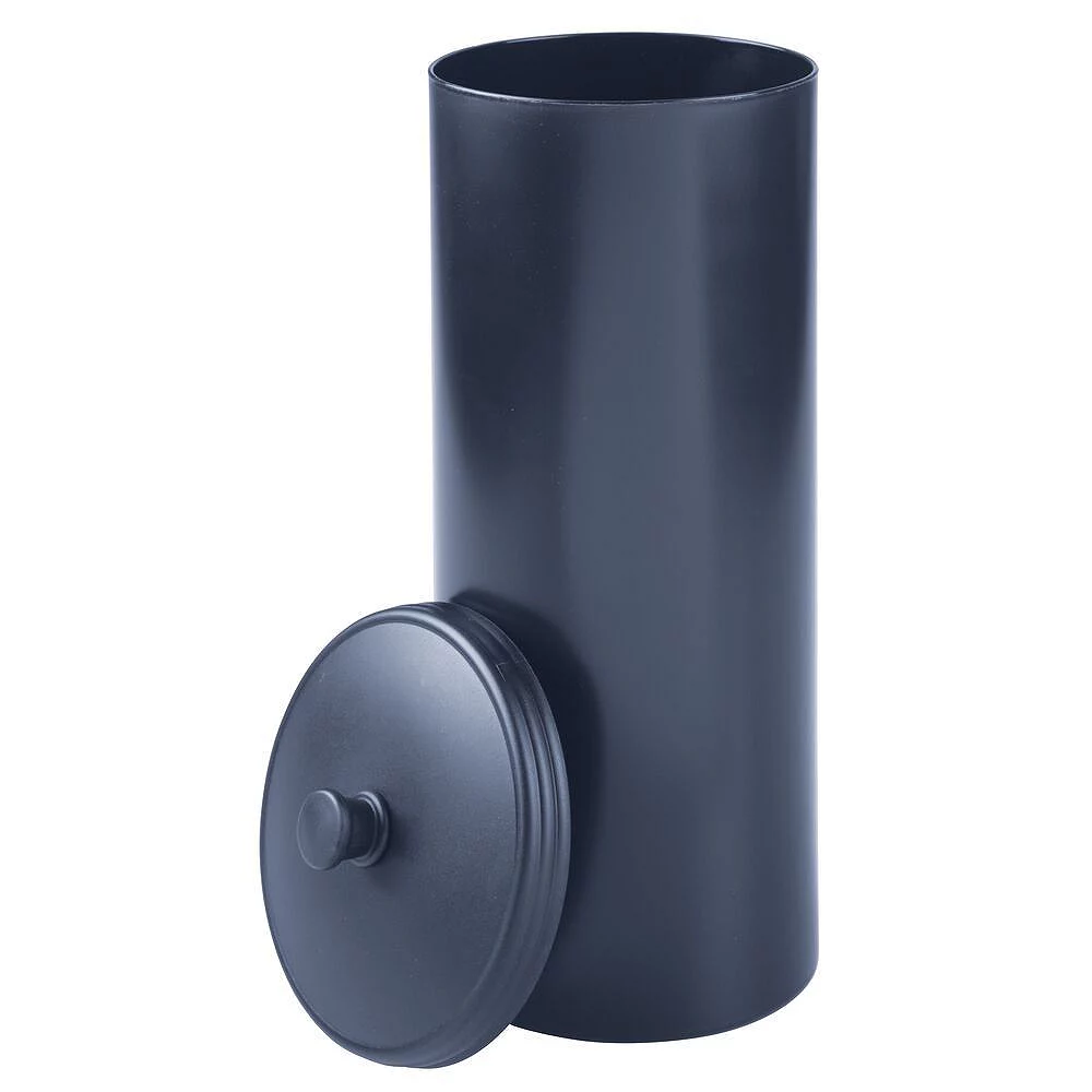 MDesign Plastic Toilet Paper 3-Roll Storage Organizer Stand With Cover - White - Image 2