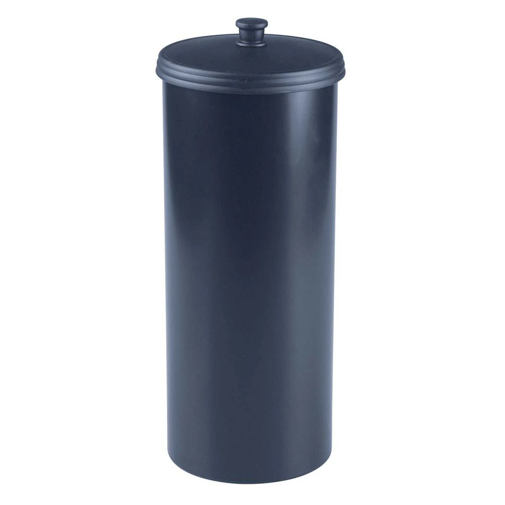 MDesign Plastic Toilet Paper 3-Roll Storage Organizer Stand With Cover - White