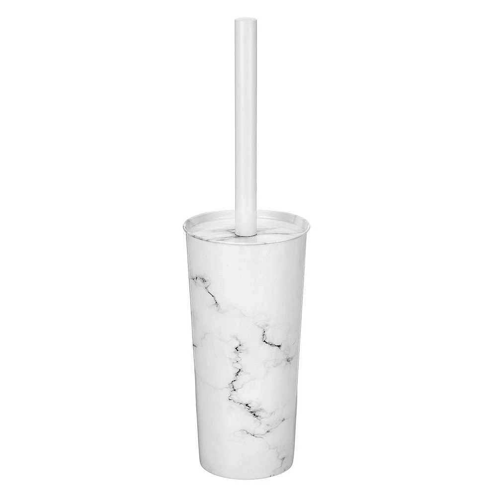 MDesign Steel Toilet Bowl Brush/Holder Combo For Bathroom - Brushed/Chrome - Image 2