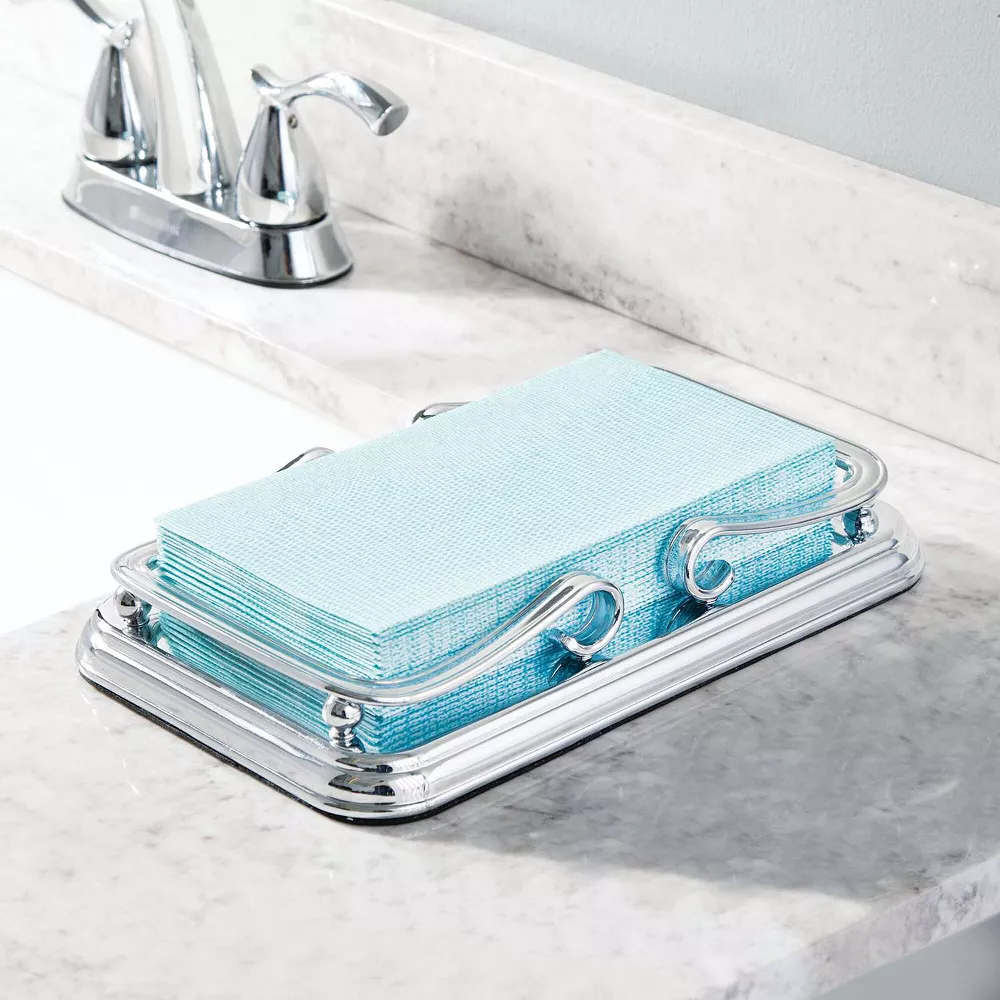 MDesign Metal Guest Disposable Paper Hand Towel Storage Tray - Bronze/Warm Brown - Image 2