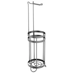 MDesign Metal Toilet Paper Stand Holder/Dispenser - Holds 4 Rolls - Matte Black