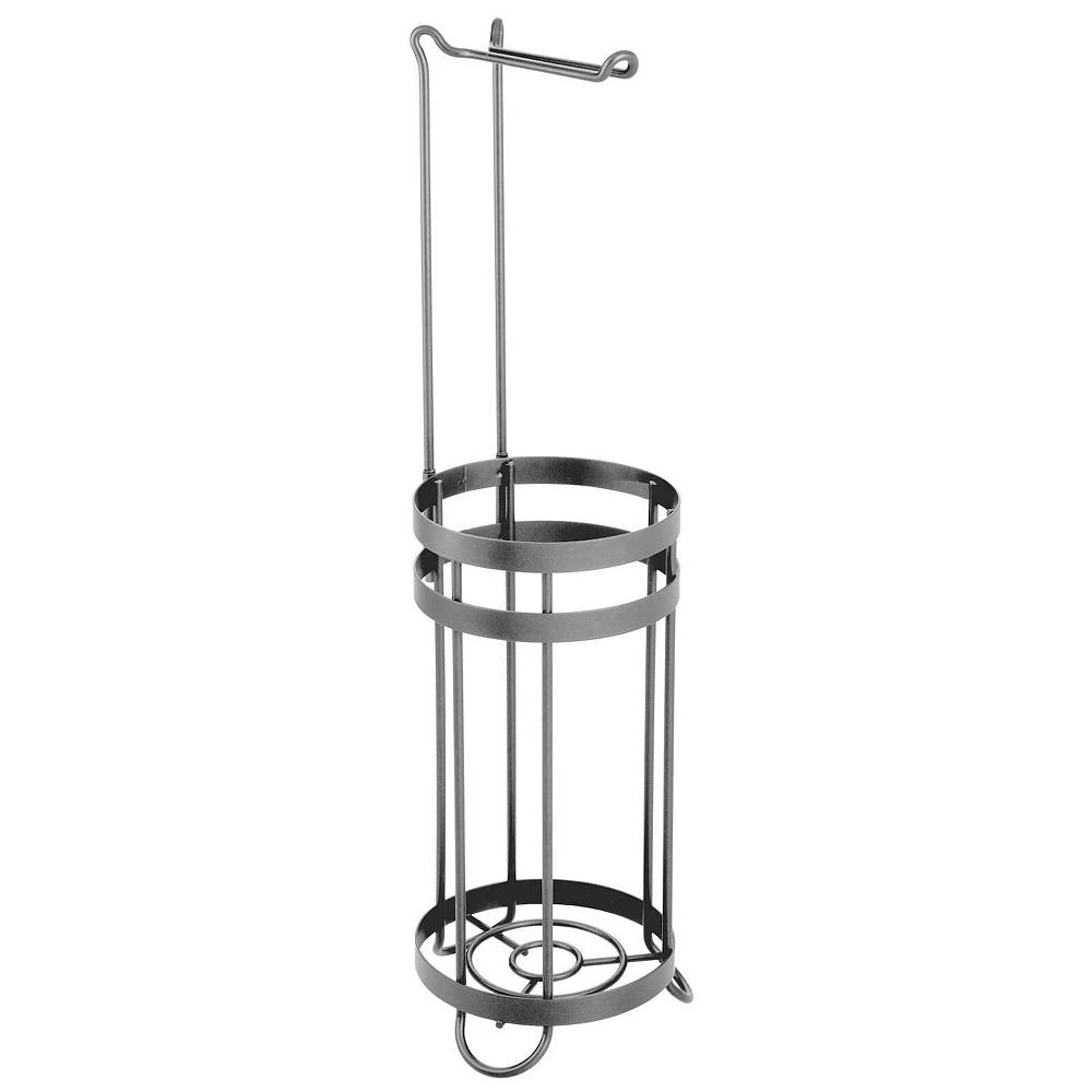 MDesign Metal Toilet Paper Stand Holder/Dispenser - Holds 4 Rolls - Matte Black