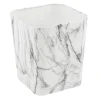 MDesign Small Metal 2.3 Gallon Trash Can, Square Garbage Wastebasket Bin, Marble