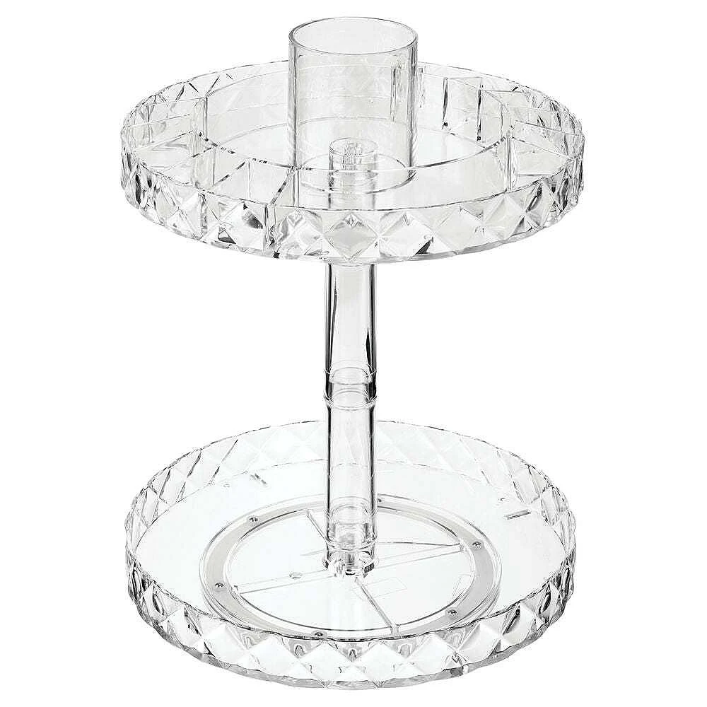 MDesign Spinning 2-Tier Makeup Storage Center Tray - 10.25" Round - Clear