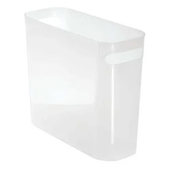 MDesign Plastic Small 1.5 Gallon/5.7 Liter Trash Can, Built-In Handles, Frost
