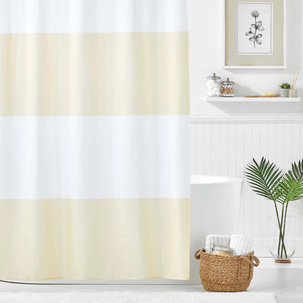 MDesign Bold Rugby Stripe Fabric Shower Curtain - 72" Long - Image 2