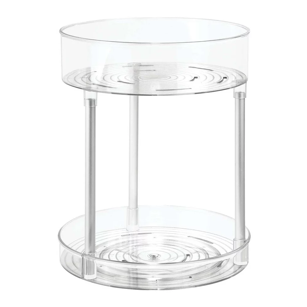 MDesign Bathroom Vanity 2-Tier Storage Turntable Lazy Susan - Black/Silver