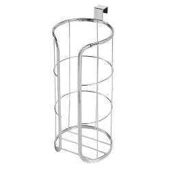 MDesign Metal Over The Tank Toilet Tissue Paper Roll Holder - White