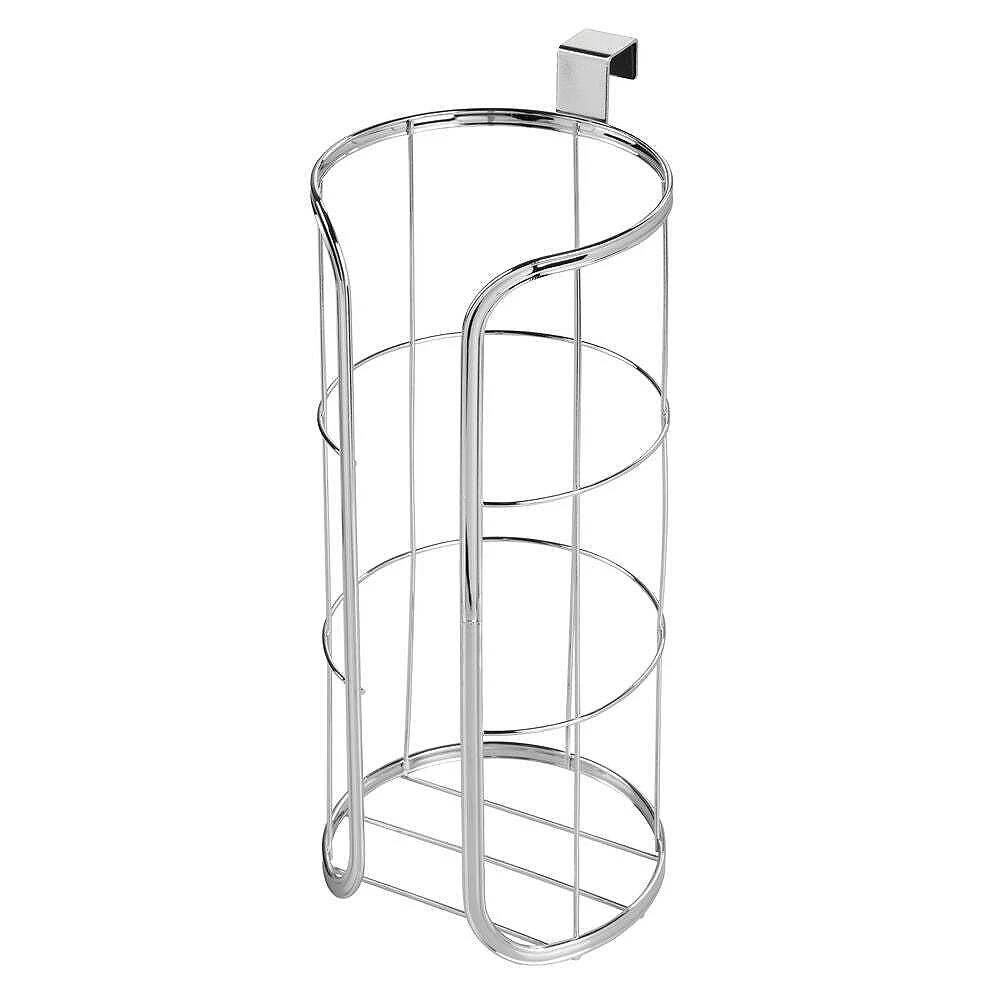 MDesign Metal Over The Tank Toilet Tissue Paper Roll Holder - White
