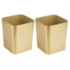 MDesign Square Small Trash Can Wastebasket Garbage Bin, 2 Pack - Soft Brass