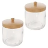 MDesign Round Glass Apothecary Canister Jar/Wood Lid, 2 Pack, Clear/Natural