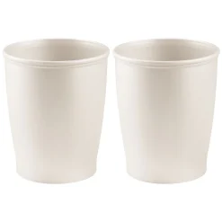 MDesign Plastic Round Small 1.6 Gallon Trash Can Wastebasket - 2 Pack - Cream