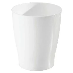 MDesign Small Round Bathroom 1.25 Gallon Trash Can Wastebasket, 2 Pack, White