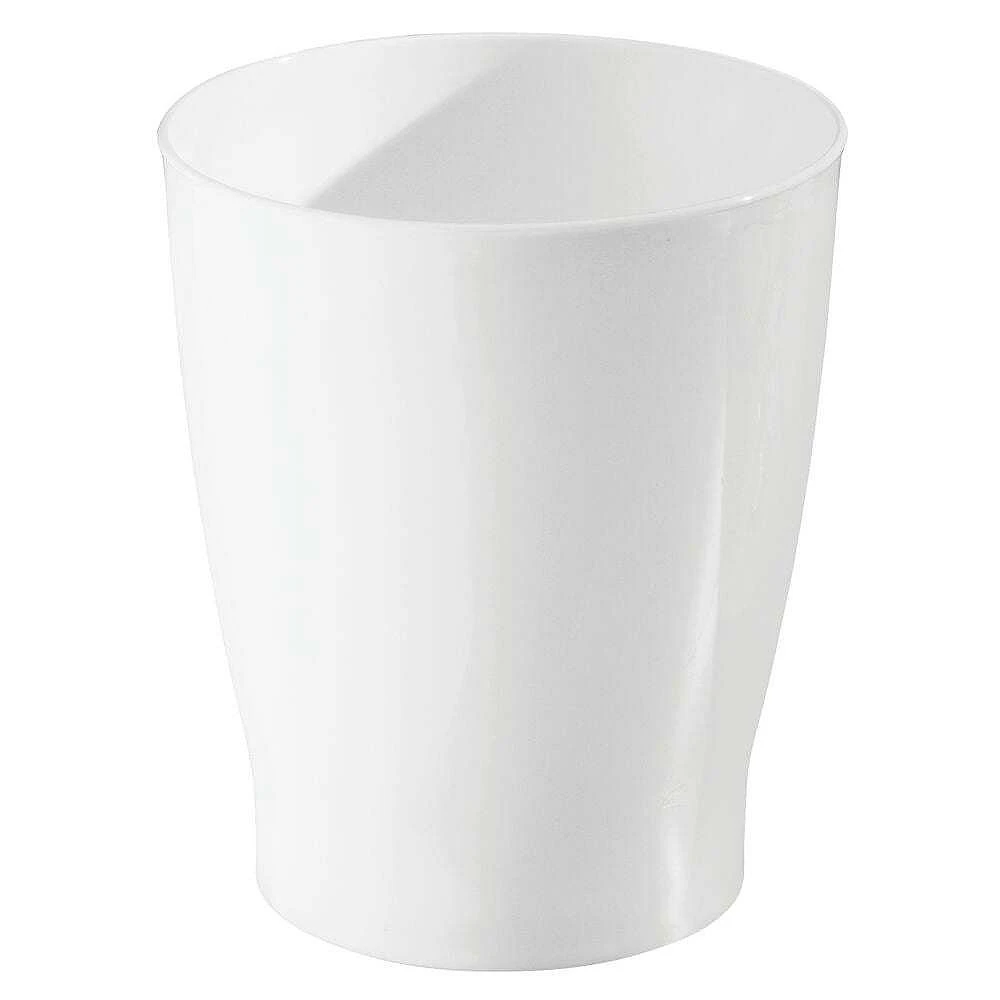 MDesign Small Round Bathroom 1.25 Gallon Trash Can Wastebasket, 2 Pack, White