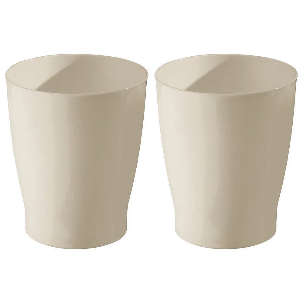 MDesign Small Round Bathroom 1.25 Gallon Trash Can Wastebasket, 2 Pack, White - Image 2