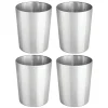 MDesign Small Round Metal 1.7 Gallon Wastebasket/Recycle Can, 4 Pack, Polished