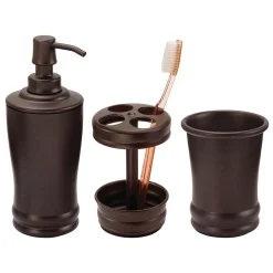 MDesign 3 Piece Steel Bathroom Vanity Countertop Accessory Set - Bronze
