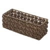 MDesign Woven Seagrass Bathroom Toilet Tank Storage Basket - Black Wash