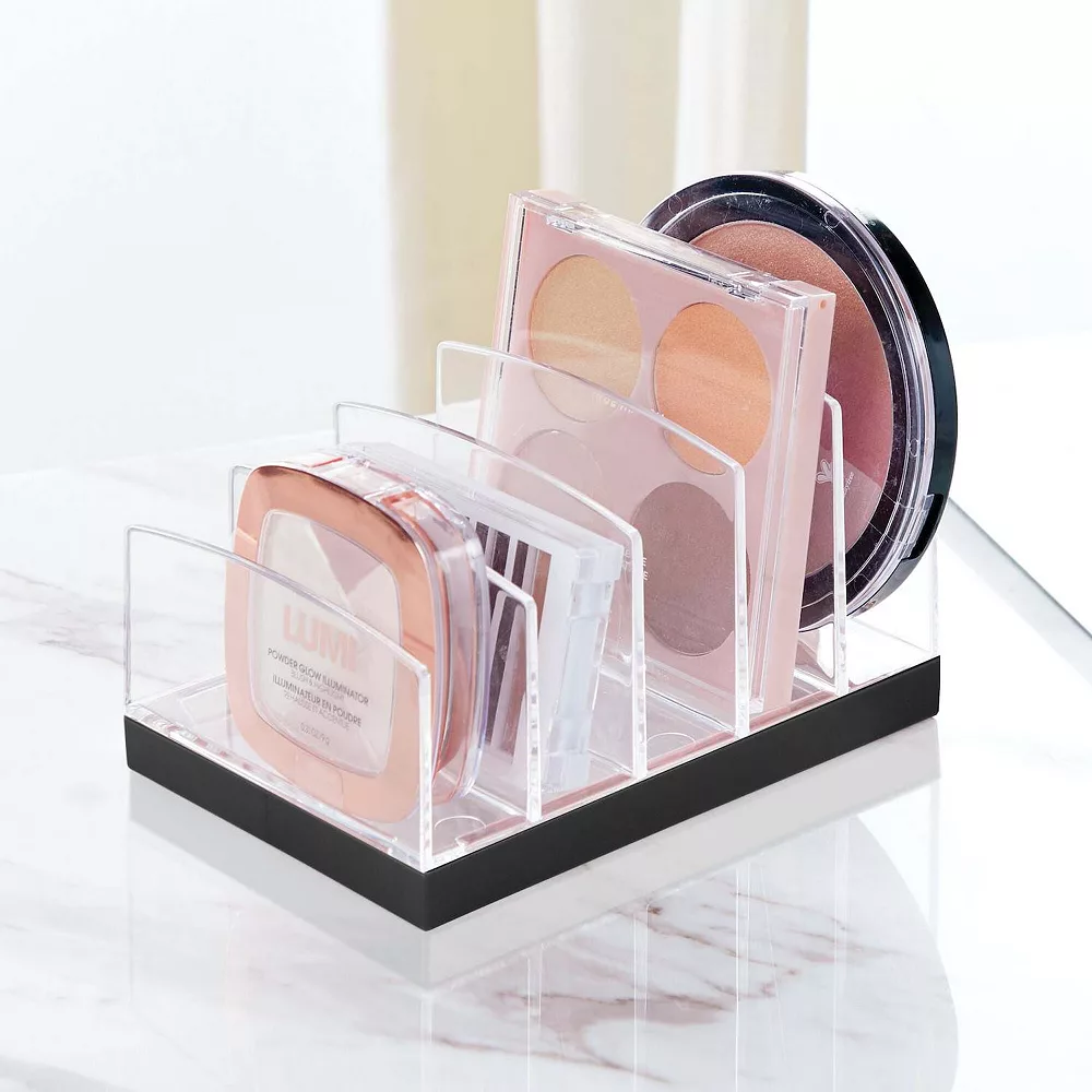 MDesign Plastic Makeup Organizer For Bathroom, 5 Sections, 2 Pack - Clear/Bronze - Image 2