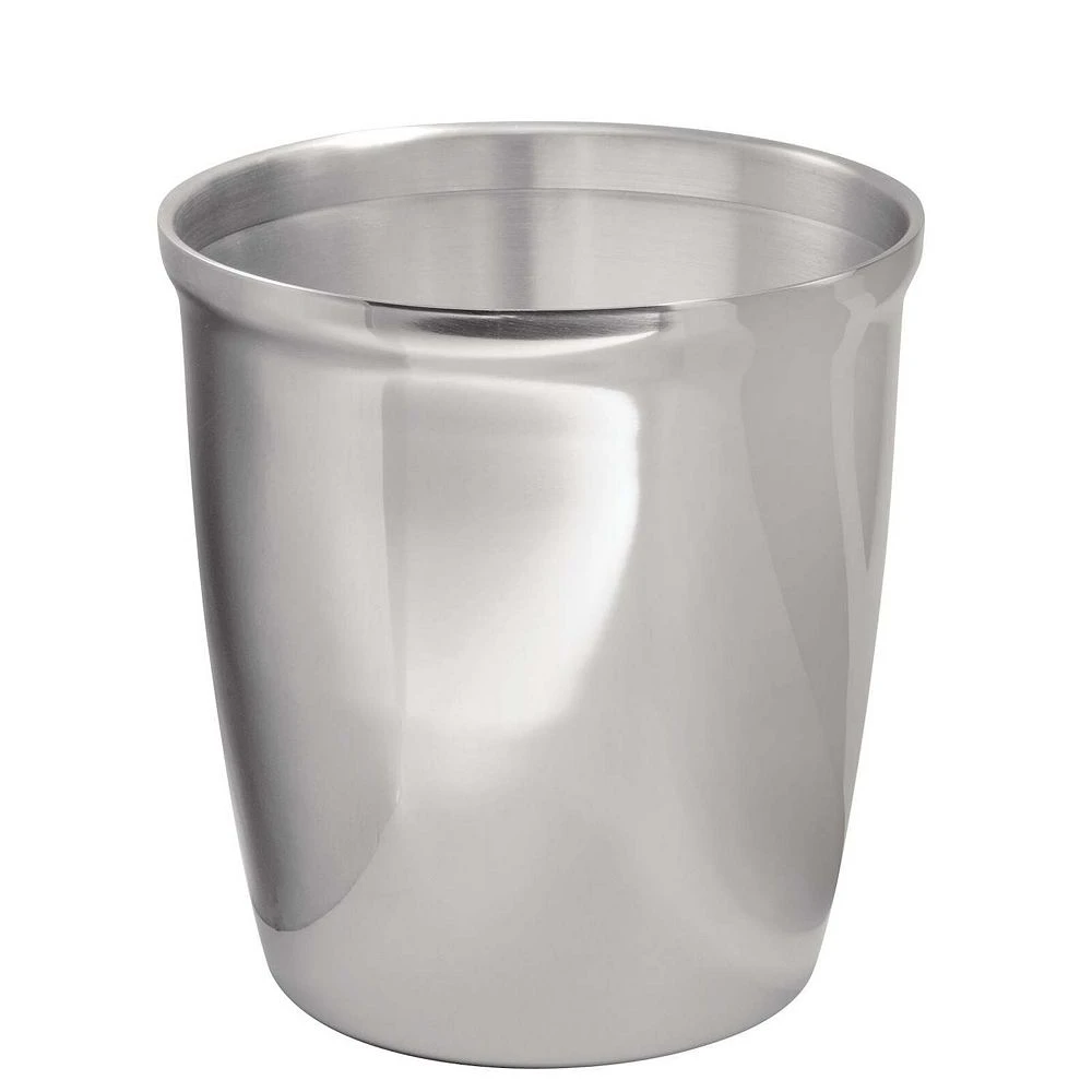 MDesign Small Round Metal Trash Can Wastebasket, Garbage Bin - Polished