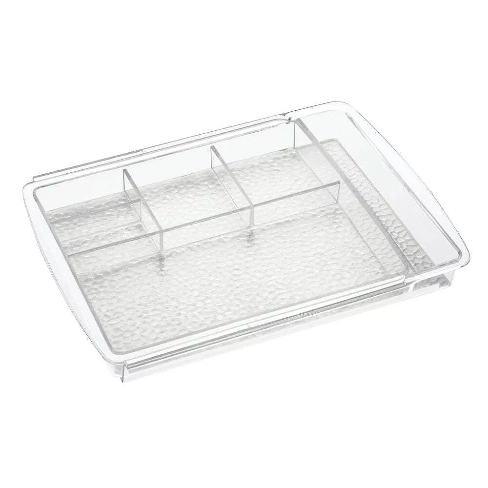 MDesign Expandable Makeup Organizer Tray For Bathroom Drawers, 2 Pack - Clear