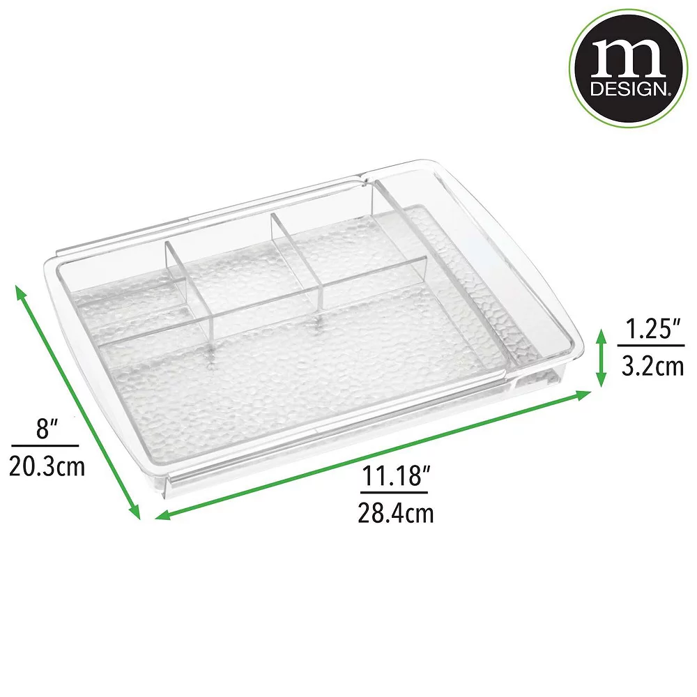 MDesign Expandable Makeup Organizer Tray For Bathroom Drawers, 2 Pack - Clear - Image 2
