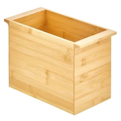 MDesign Natural Wood Bathroom Roll Holder Storage Organizer Basket - Natural