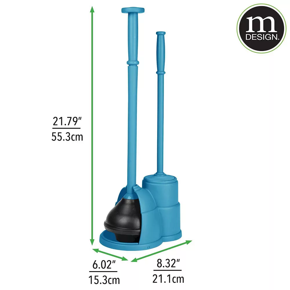 MDesign Plastic Bathroom Combo, Bowl Brush/Plunger/Trash Can, Set Of 2, Silver - Image 2