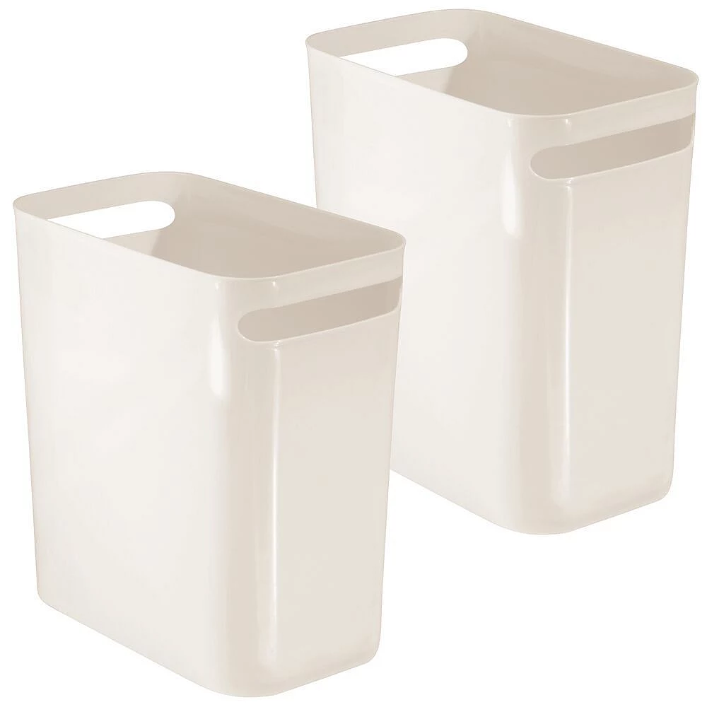MDesign Plastic Rectangular 2.5 Gallon Trash Can - 2 Pack