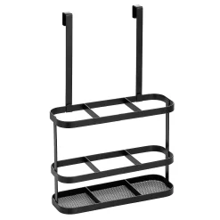 MDesign Steel Bath Over Cabinet Door Hair Tool Storage Organizer, Matte Black