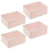 MDesign Plastic Bathroom Storage Organizer Box, Hinged Lid, 4 Pack, Pink/Clear