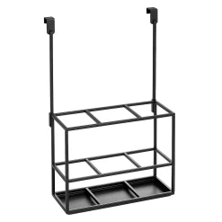 MDesign Steel Over Cabinet Bath/Hair Care Storage Organizer Basket, Matte Black