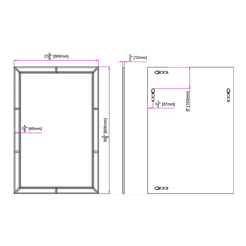 Cenports Camden Isle Divvy 24 In. X 36 In. Casual Rectangle Framed Classic Accent Wall Mirror - Image 4