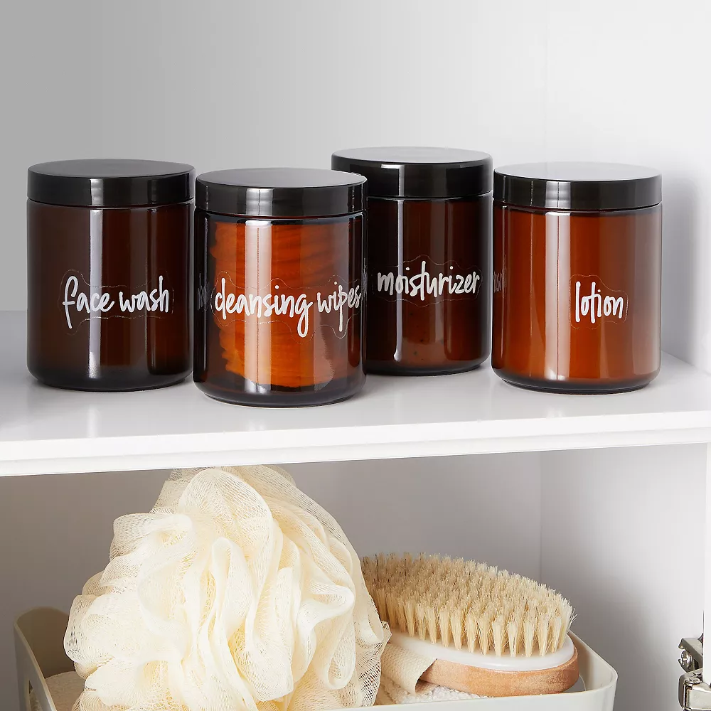 Talented Kitchen Set Of 192 White Script Bathroom Labels For Containers, Clear Preprinted Stickers For Organizing Makeup, Medicine Cabinet (Water Resistant) - Image 2