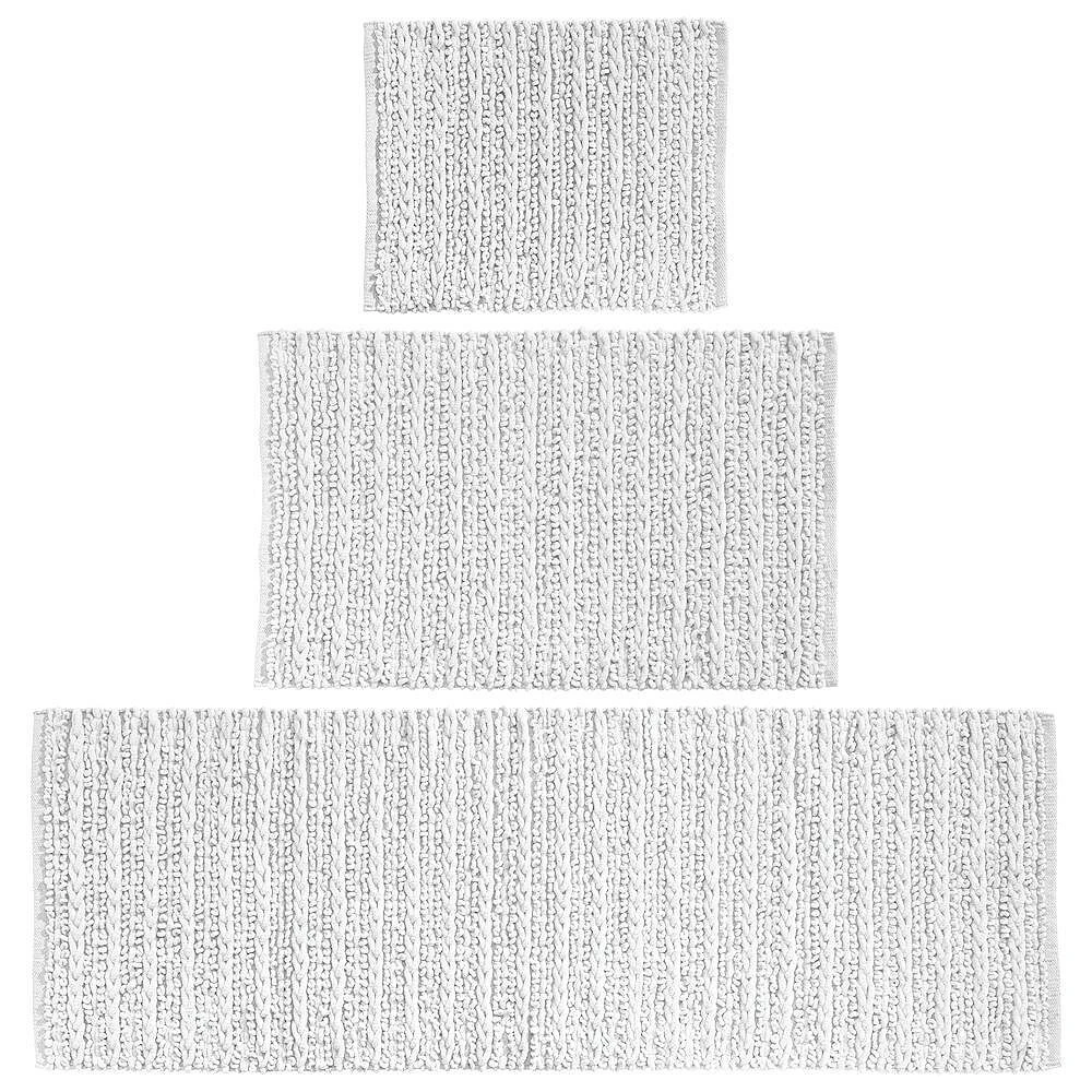 MDesign Bathroom 3 Piece Rug Set, Cotton, Water Absorbent Bath Mats
