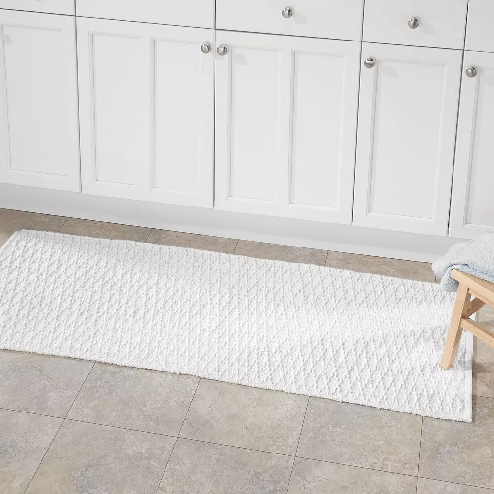 MDesign Bathroom Cotton Rectangular Rug, Long Runner, 60" X 21" - Image 3