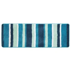 MDesign Striped Microfiber Polyester Rug, Non-Slip Spa Mat - Runner