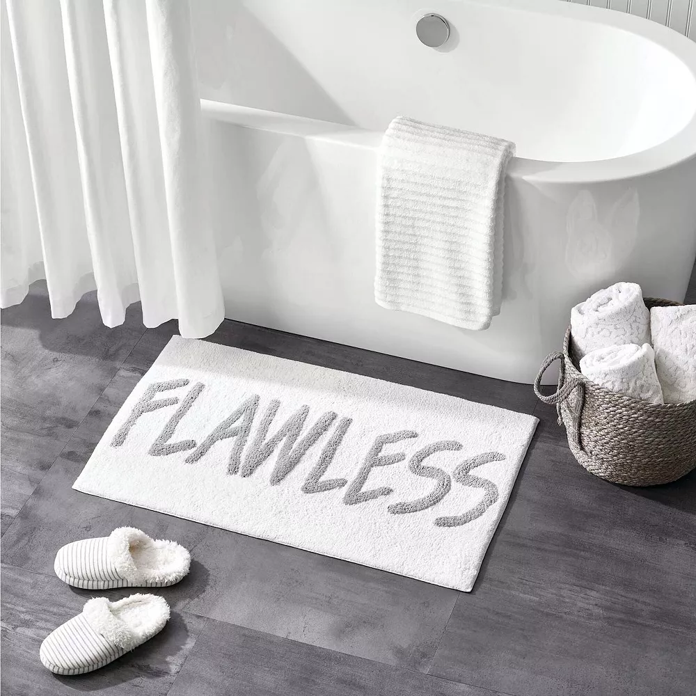 MDesign Plush Cotton Sayings Bath Mat Accent Rug - Image 2