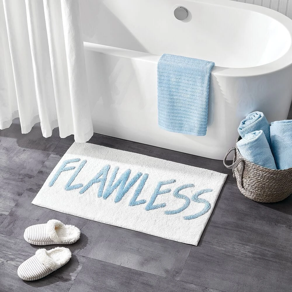 MDesign Plush Cotton Sayings Bath Mat Accent Rug - Image 3