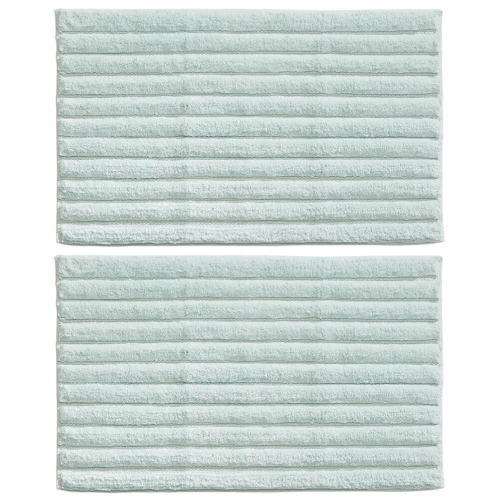 MDesign Soft Cotton Ribbed Mat Rug For Bathroom - 34" X 21", 2 Pack