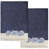 Linum Home Textiles Turkish Cotton Shell Row 2-piece Embellished Bath Towel Set