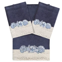 Linum Home Textiles Turkish Cotton Shell Row 3-piece Embellished Towel Set