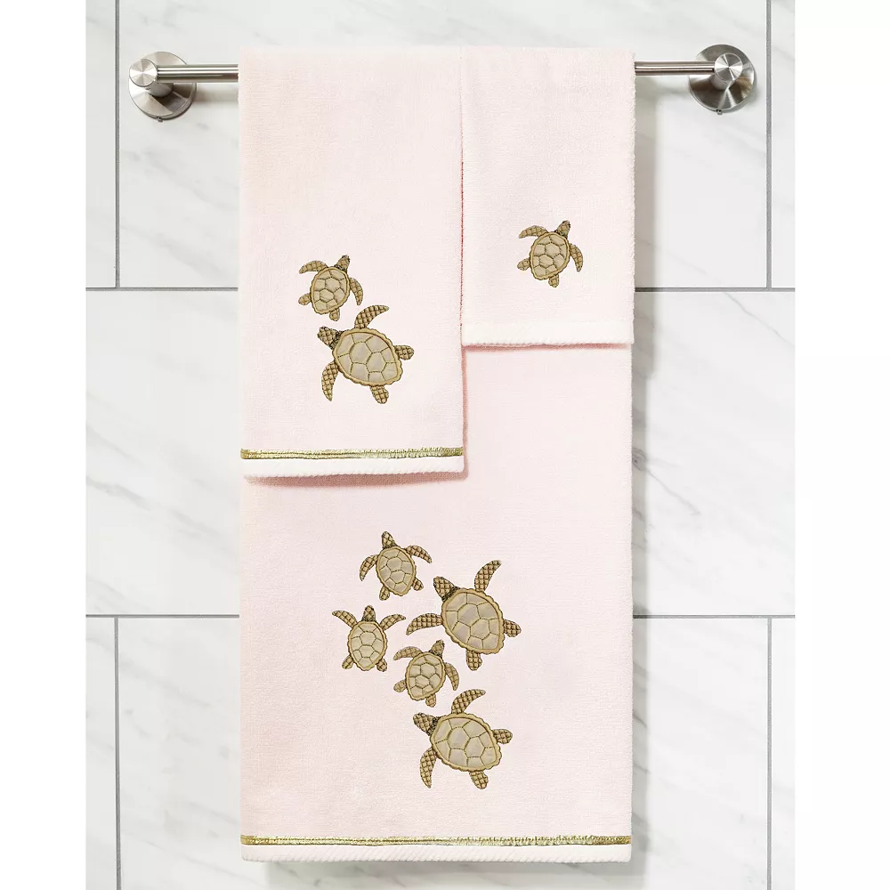 Linum Home Textiles Turkish Cotton Tortuga 2-piece Embellished Hand Towel - Image 4