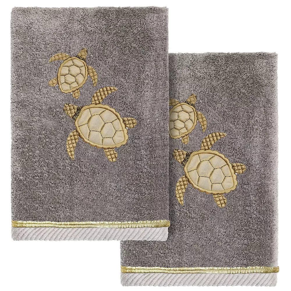 Linum Home Textiles Turkish Cotton Tortuga 2-piece Embellished Hand Towel