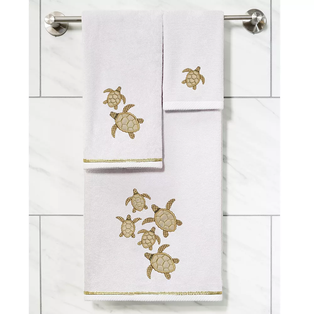 Linum Home Textiles Turkish Cotton Tortuga 2-piece Embellished Fingertip Towel Set - Image 4