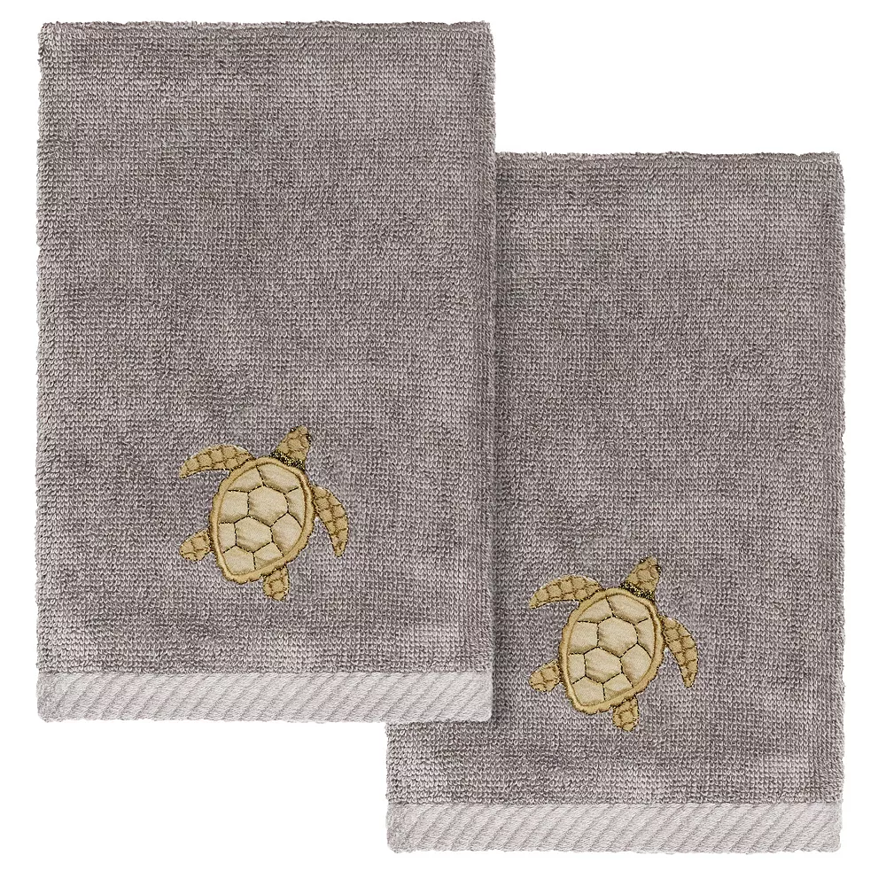 Linum Home Textiles Turkish Cotton Tortuga 2-piece Embellished Fingertip Towel Set